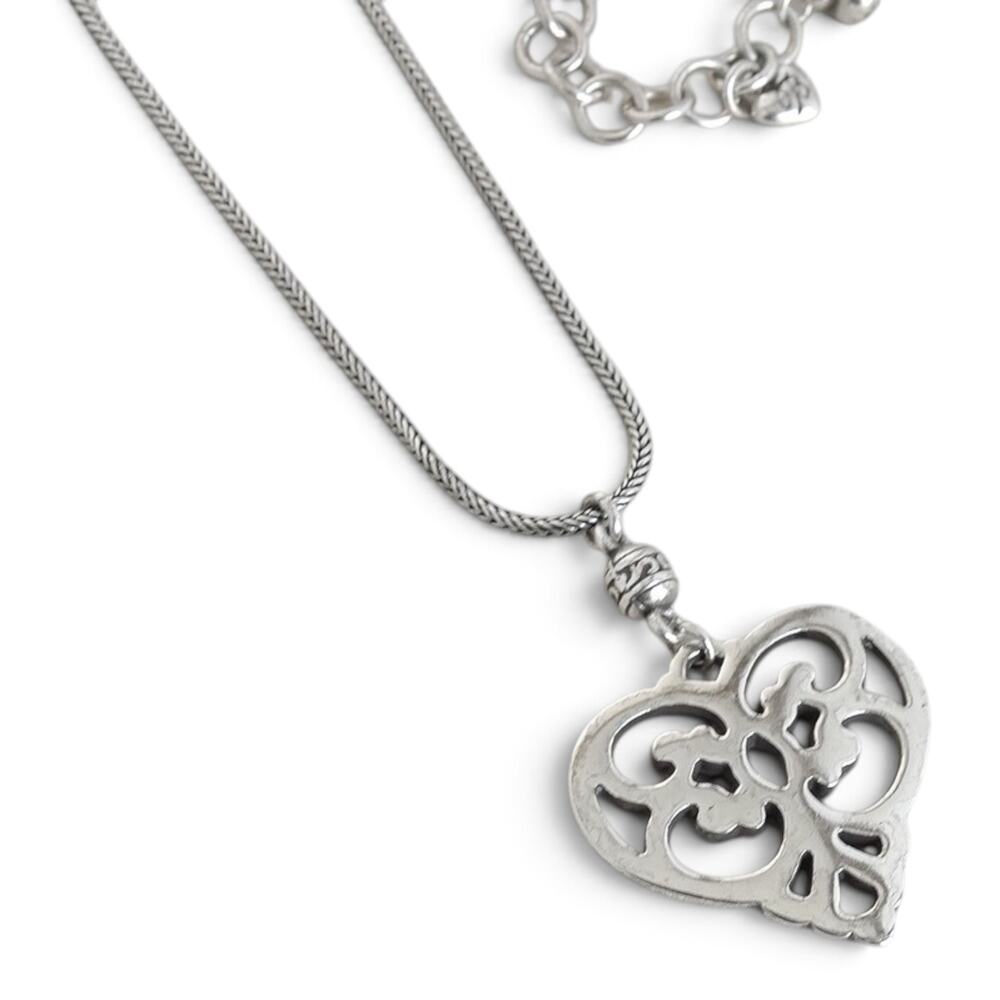 Brighton Geneva Heart Pendant Necklace Silver Plated Lobster Clasp 18-20"